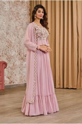 Rose clair brodé Lehenga Choli Shimmer LC7686