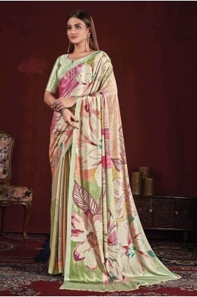 Impression numérique Saree Multicolore Soie SR26600