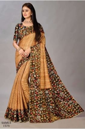 Saree rose avec impression numérique en soie SR26641