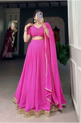 Georgette Dentelle Lehenga Choli en Rose LC7735