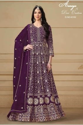 Costume Palazzo Brodé Faux Vin avec Dupatta GW0817
