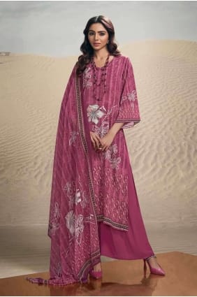 Costume Palazzo en crêpe à impression numérique en gris avec Dupatta SK154161