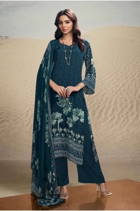 Costume Palazzo en Crêpe à Impression Numérique Multicolore SK154162