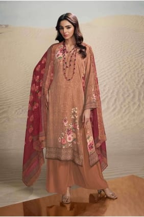 Costume palazzo en crêpe avec impression numérique en bleu ciel SK154163