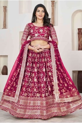 Jacquard Rani Brodé Lehenga Choli avec Dupatta LC7814
