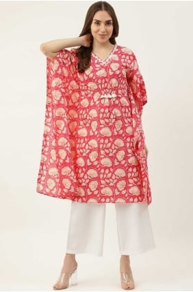 Salwar Kameez imprimé en coton orange SK154572