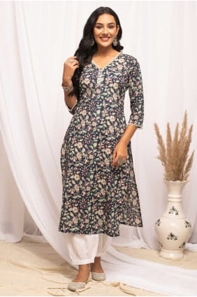 Costume Patiala multicolore avec coton imprimé SK154578