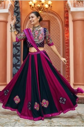 Lehenga Choli en viscose brodée multicolore avec dupatta LC7977