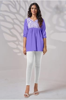 Kurti brodé Columbia foncé en rayonne KTI2523