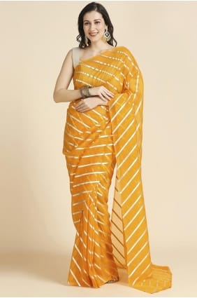 Saris jaune en mousseline unie SR27490