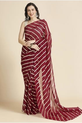 Saris violet en mousseline unie SR27491