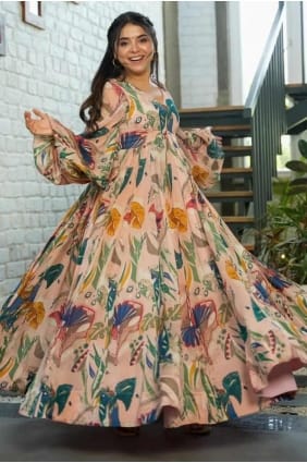 robe en mousseline de soie avec impression numérique GW0966