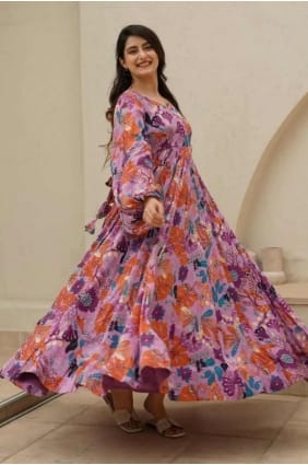 robe de soirée en mousseline multicolore avec imprimé numérique GW0969