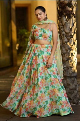 georgette lehenga choli multicolore avec broderie LC8051