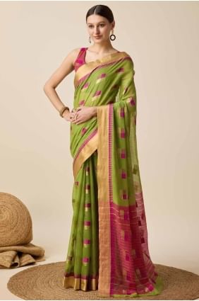 sari en coton mehandi en tissage SR27569