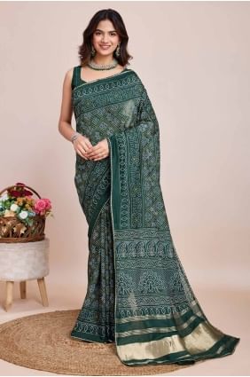 sari en coton tissé vert SR27573