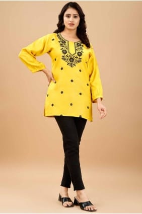 Kurti en viscose avec broderie KTI2556