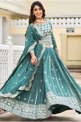 choli lehenga brodé rouge pâle en fausse georgette LC8062