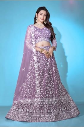 choli lehenga en filet avec broderie en lalique LC8064
