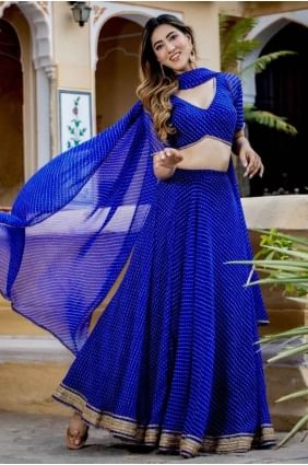 Lehenga Choli en Georgette avec dentelle LC8072