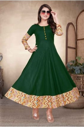 kurti vert en rayonne imprimée GW1009