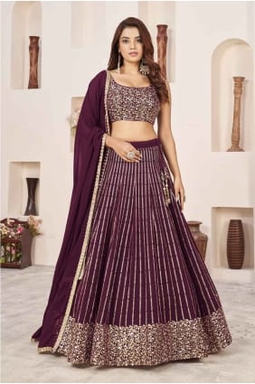 choli lehenga vin en georgette brodée LC8078