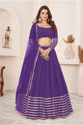 lehenga choli en georgette violette avec broderie LC8081