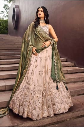 choli lehenga vert en rayonne avec fil LC8084