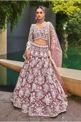 Lehenga Choli en satin lavande avec fil LC8086