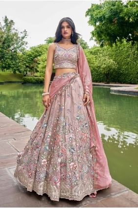 fil organza rosegold lehenga choli avec dupatta LC8088