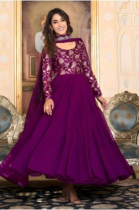 Robe en georgette Zari en vin GW1002