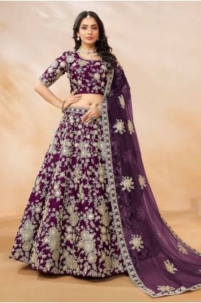 choli lehenga vin brodé en soie artistique avec dupatta LC8112