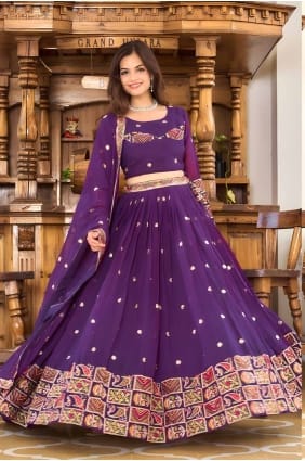 choli lehenga en fausse georgette avec fil LC8117