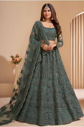 SAGE LEHENGA CHOLI EN FILET DE FIL LC8128
