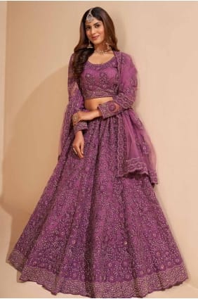 choli lehenga en filet avec fil en couleur vin LC8131