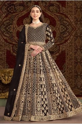 robe robe noire en filet brodé GW1057