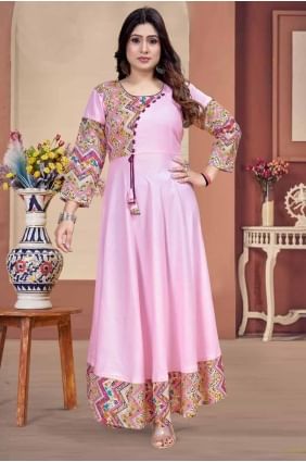 kurti rose en rayonne à imprimé numérique KTI2605