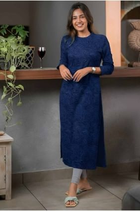 Kurti en rayonne avec imprimé violet KTI2633