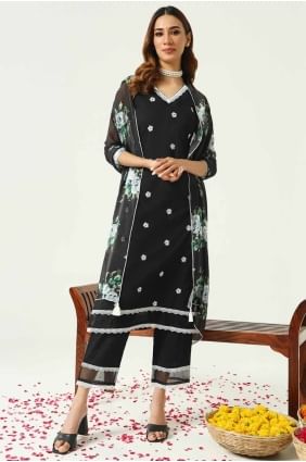 Tailleur pantalon droit noir en crêpe couleur lac SK155053