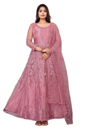 costume poussiéreux eid anarkali en filet brodé AS3476
