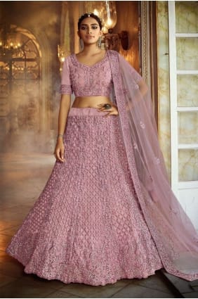 mariage rose lehenga choli en filet doux avec zircon LC6608