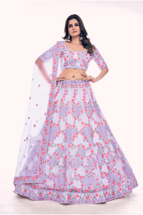 mariage lehenga choli en filet doux violet avec fil LC6787