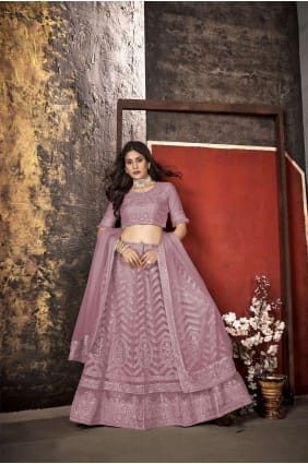 filet oldrose lehenga choli brodé LC6806