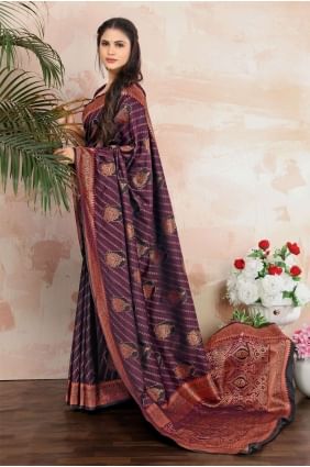 tissage sari multicolore en satin avec chemisier SR24508