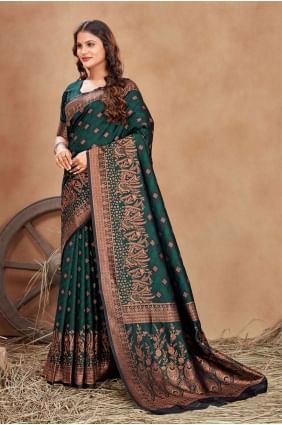 sari en satin multicolore avec tissage SR24511
