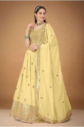 Lehenga choli de mariage en georgette crème avec brodé LC6829