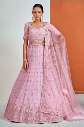 choli lehenga rose en georgette imprimée LC6854