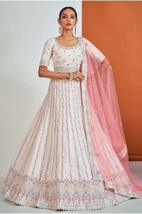 choli lehenga blanc avec filet doux imprimé LC6856