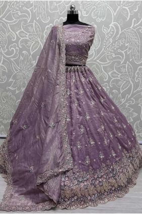 purple bridal lehenga choli in silk with embroidered LC8330