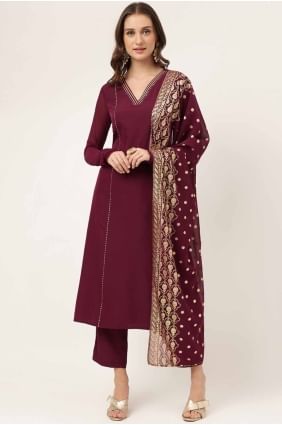 kurti uni en crêpe violet avec dupatta KTI2658